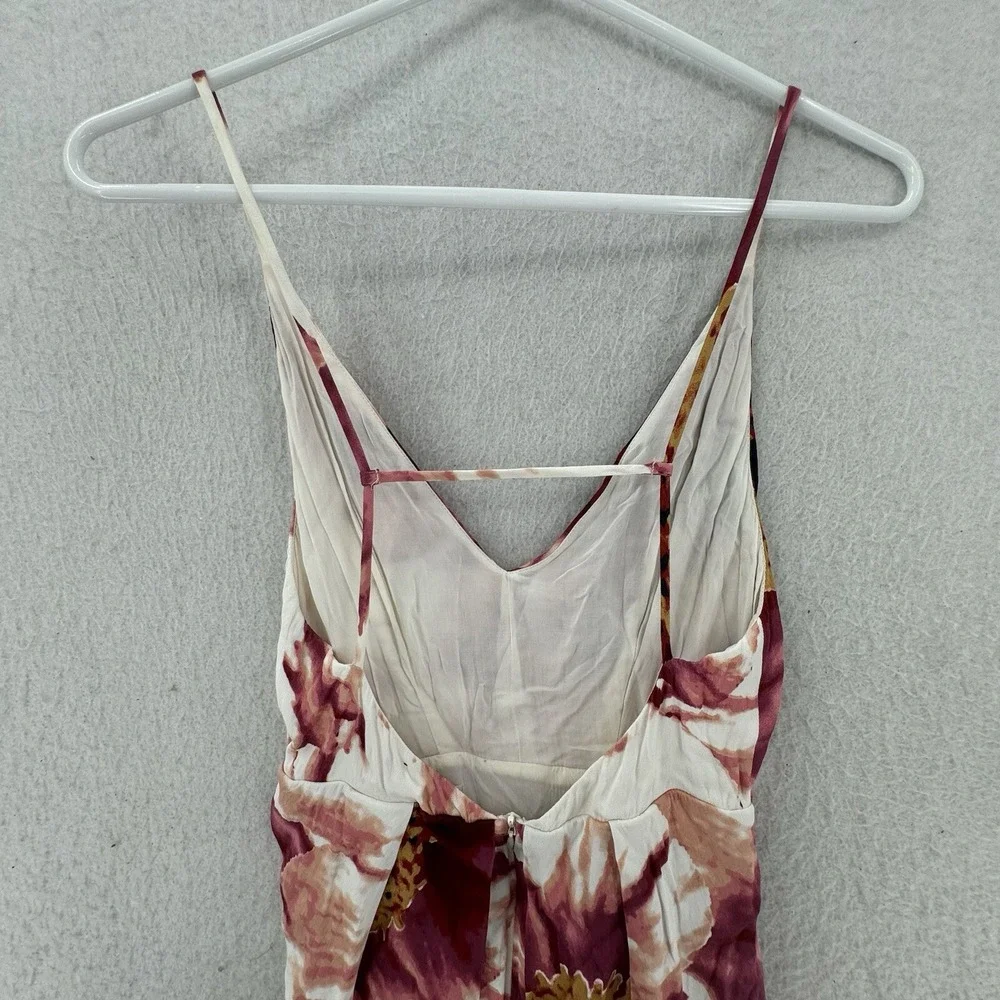 Free People Backless Dress Womens Size 0 High Low Floral Halter Front Slit Midi - Picture 5 of 10